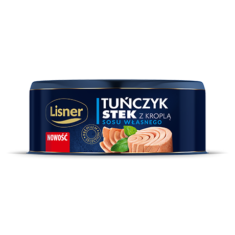 Tuna steak with a drop of natural brine